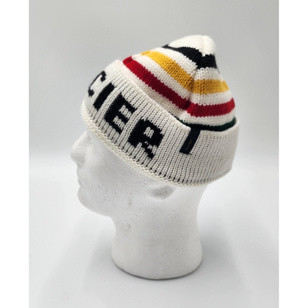 GLACIER WINTER HAT KNIT WHITE STRIPED - Picture 9 of 10